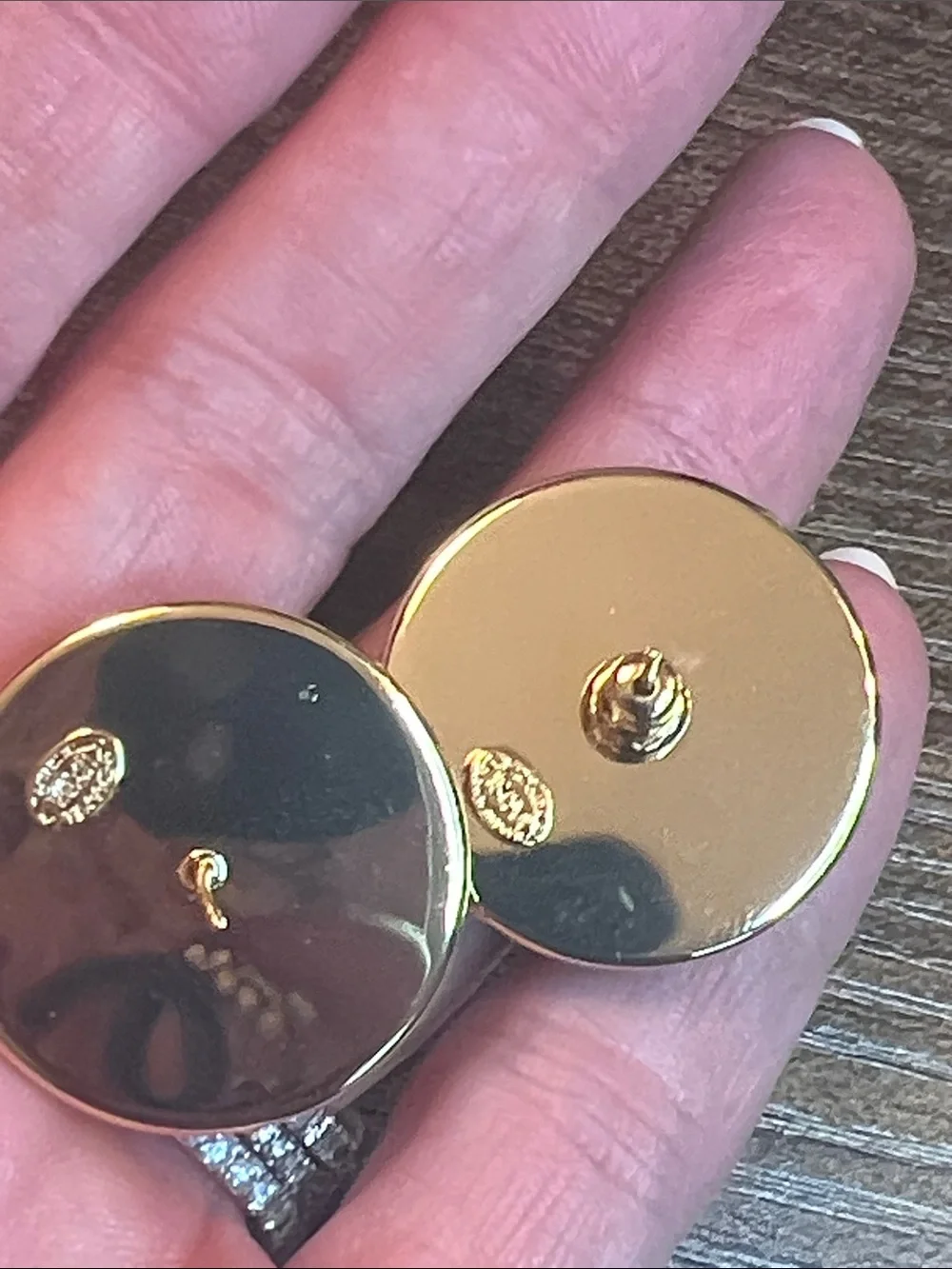 Black and Gold C Button Earrings